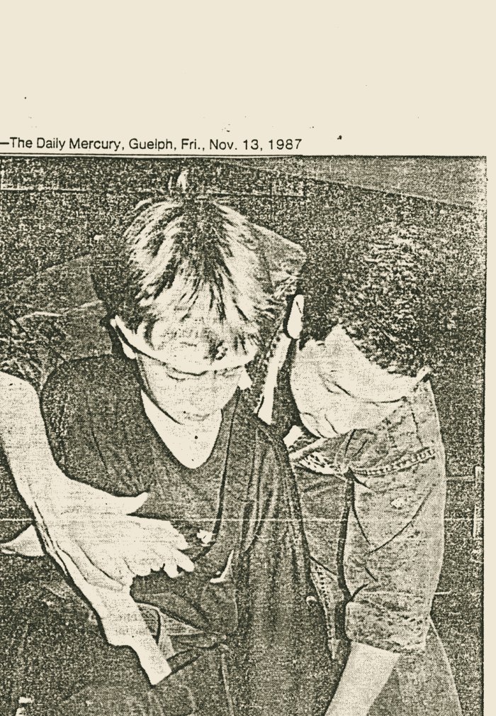 Sensei Sherman Lai guiding a student, Daily Mercury, November 1987