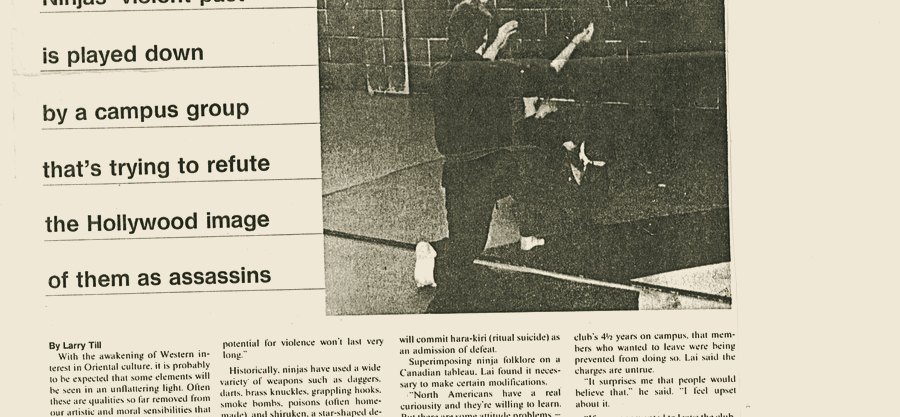 Ninjutsu Club members demonstrating technique, The Ontarion 1987